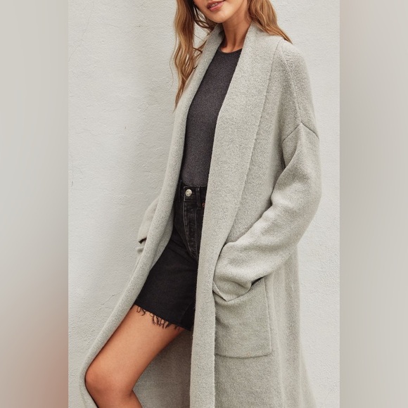 447. DRESS FORUM🛑COST MAXI OVERSIZE POCKET Grey Cardigan Sweater Long Duster - Picture 3 of 7